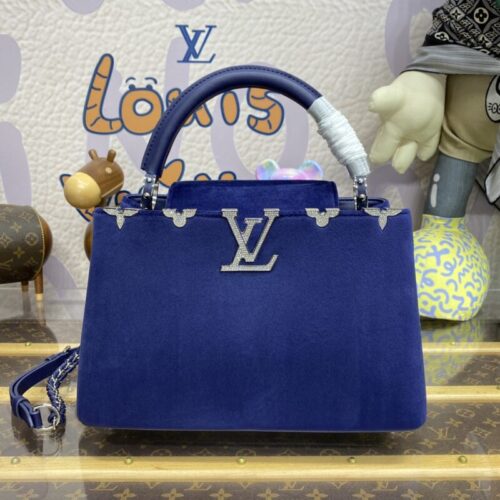 Loius Vuitton Capucines Blue Velvet