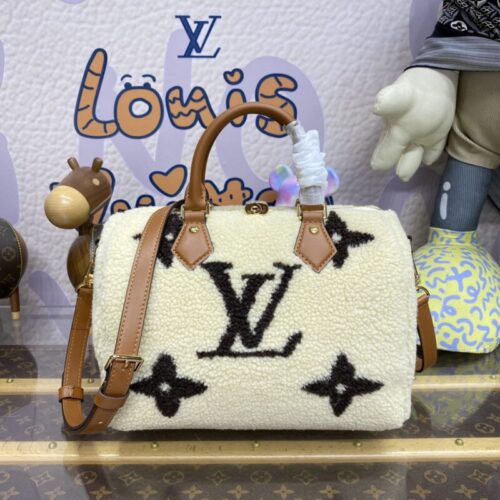 LV Speedy Bandouliere 25 White Wool