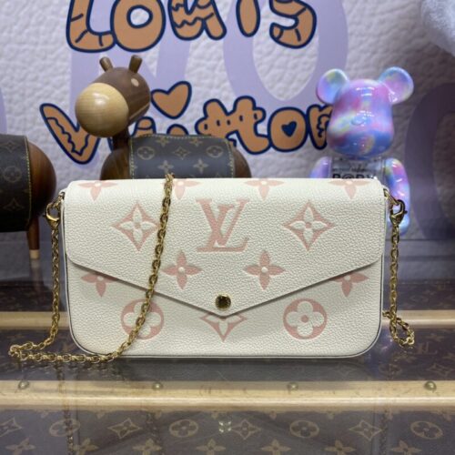 LV Félicie Pochette White Pink