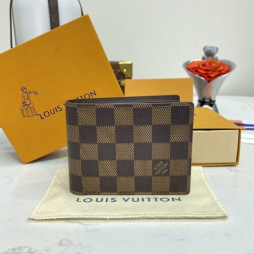 LV Multiple Wallet Brown Grid