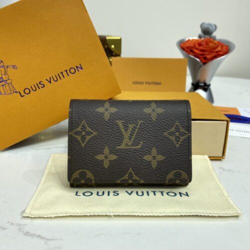 LV Envelope Card Holder Brown