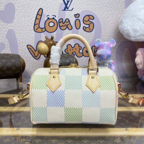 LV Speedy Bandouliere 20 Green Grid