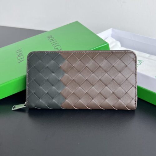 Bottega Veneta Zip Long Wallet Brown&Black