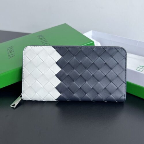 Bottega Veneta Zip Long Wallet White&Blue