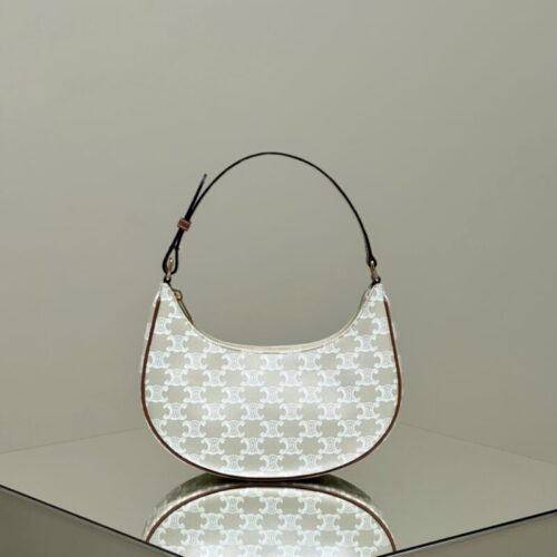 Celine Triomphe Moon Bag White