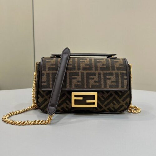 Fendi Baguette  Sliding Chain FF Brown