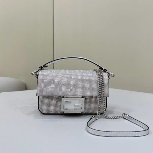 Fendi Baguette Silver Diamond