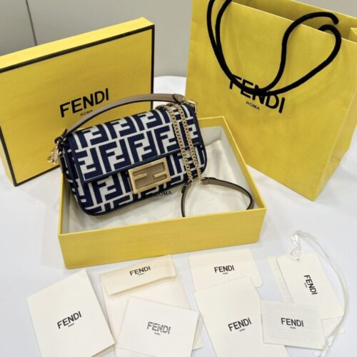 Fendi Baguette Small Cotton Blue