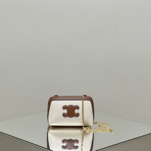 Celine Triomphe Clutch White