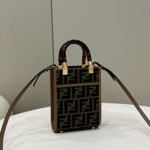 Alternative view of Fendi Mini Tote Brown Canvas