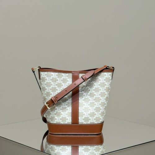 Celine Triomphe Bucket White