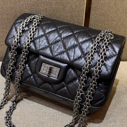 CHANEL 2.55 Mini Bag Black Silver