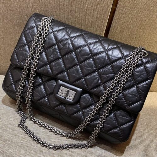 CHANEL 2.55 Bag Black Silver