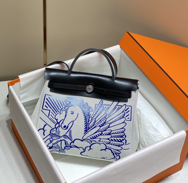 Hermes Herbag 31cm Blue Horse