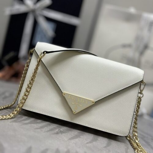 Prada  Saffiano White Small Envelope