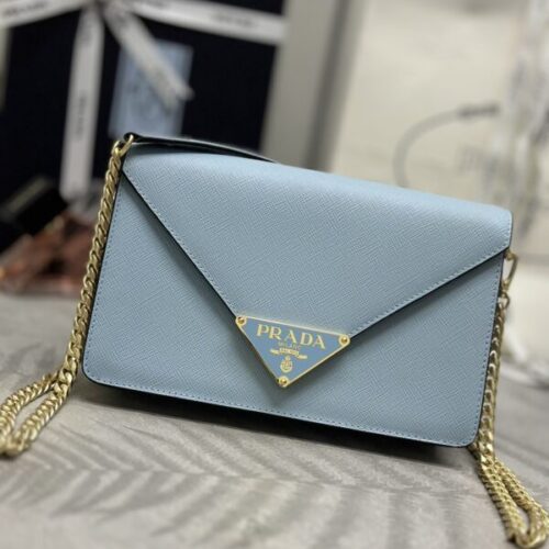 Prada  Saffiano Blue Small Envelope