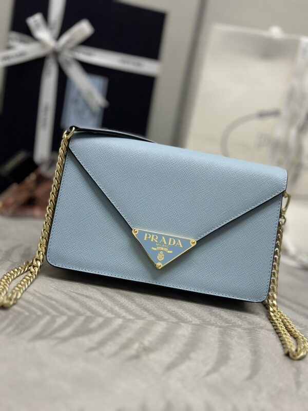 Prada  Saffiano Blue Small Envelope
