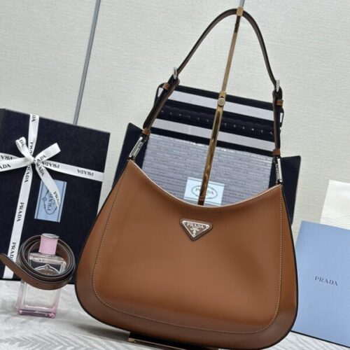 Prada  Cleo Brushed Brown Bag