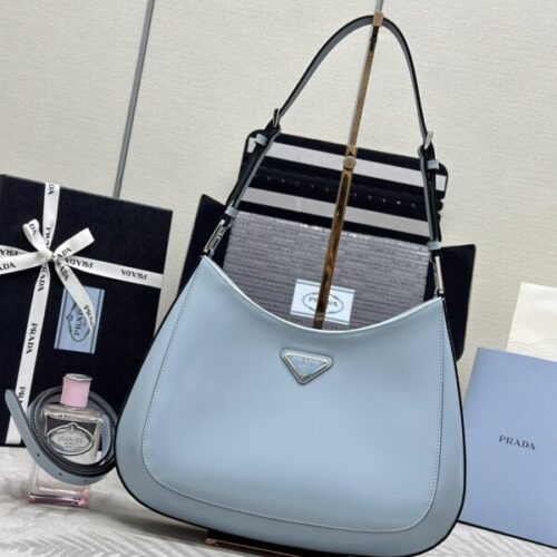 Prada  Cleo Brushed Blue Bag