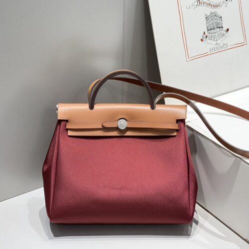 Hermes Herbag 31cm Bordeaux Red