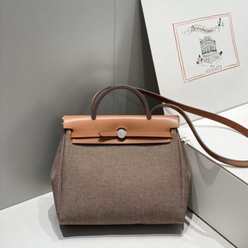 Hermes Herbag 31cm Brown Plaid