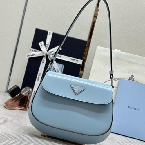 Prada  Cleo Medium Blue Bag With Flap