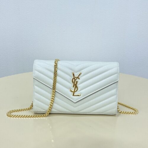 YSL Envelope Clutch White