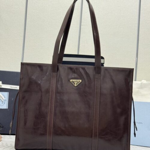 Prada  Antique Nappa  Tote Dark Brown