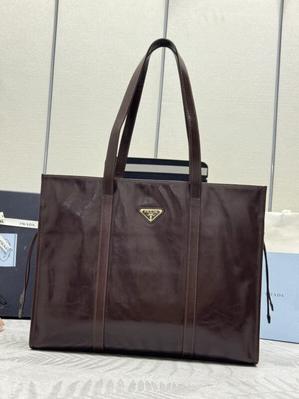 Prada  Antique Nappa  Tote Dark Brown