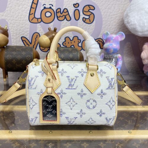 LV Speedy Bandouliere 20 White Grey