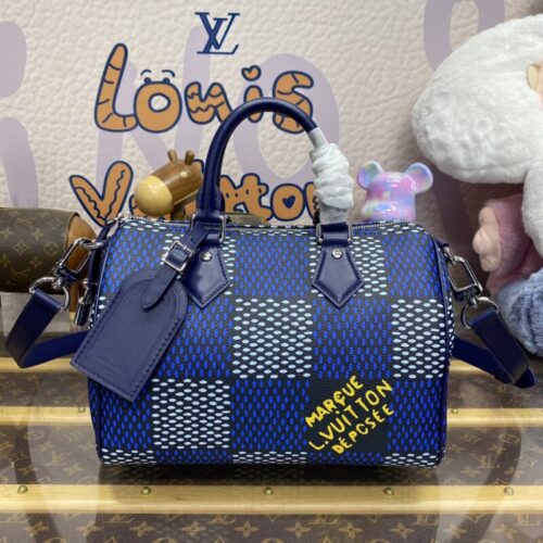LV Speedy Bandouliere 25 Blue Grid