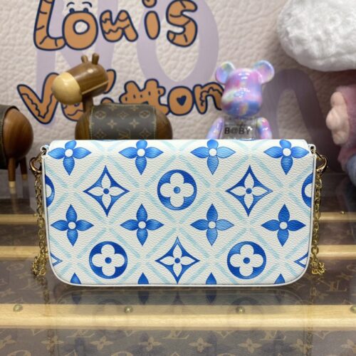 Alternative view of LV Félicie Pochette Blue Pink