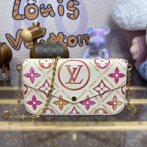 LV Félicie Pochette White Orange Flowers