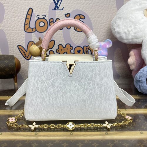 Loius Vuitton Capucines White Pink