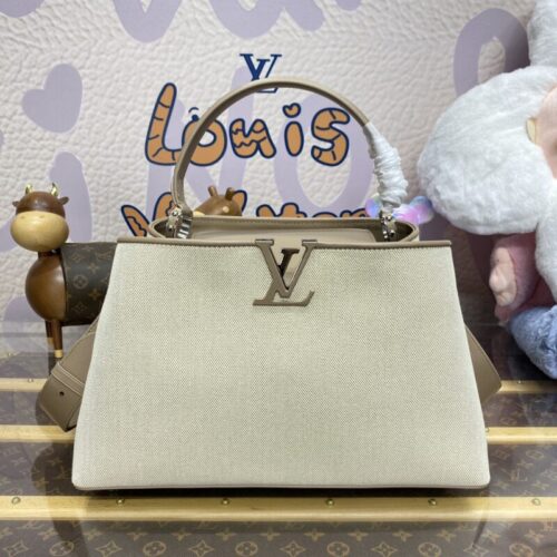 Loius Vuitton Capucines Beige Silk