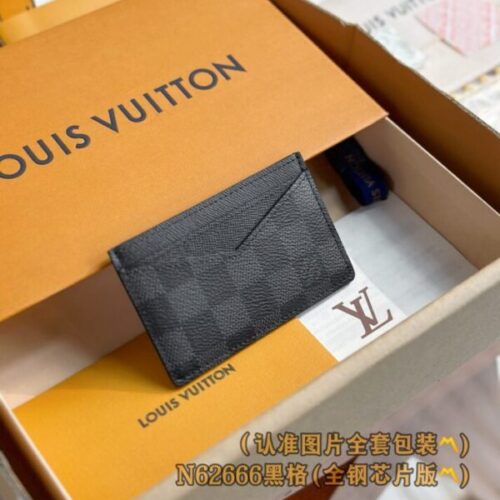 LV Card Holder Black Grid