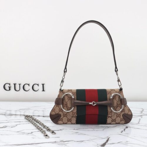Gucci Horsebit Chain Shoulder Bag Brown