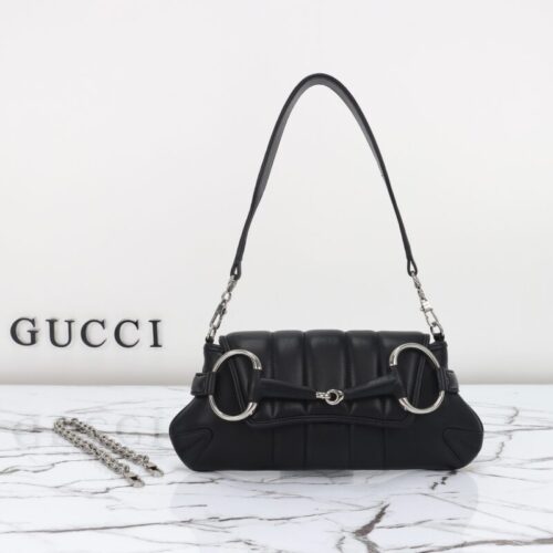 Gucci Horsebit Chain Shoulder Bag Black