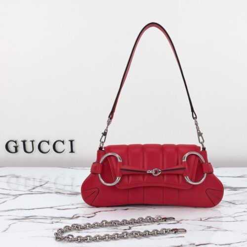 Gucci Horsebit Chain Shoulder Bag Red