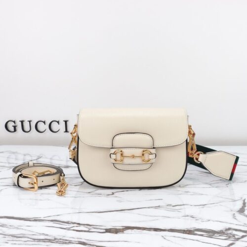 Gucci Horsebit 1955  Double G Mini White