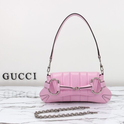 Gucci Horsebit Chain Shoulder Bag Pink