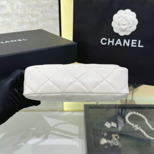 Alternative view of CHANEL 19 Mini Flap  White Bag
