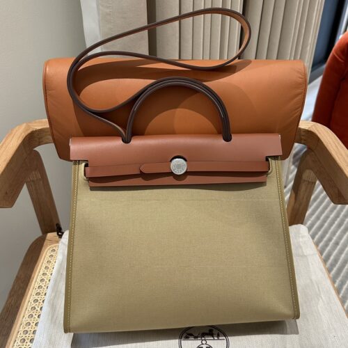 Hermes Herbag 31cm Brown Canvas