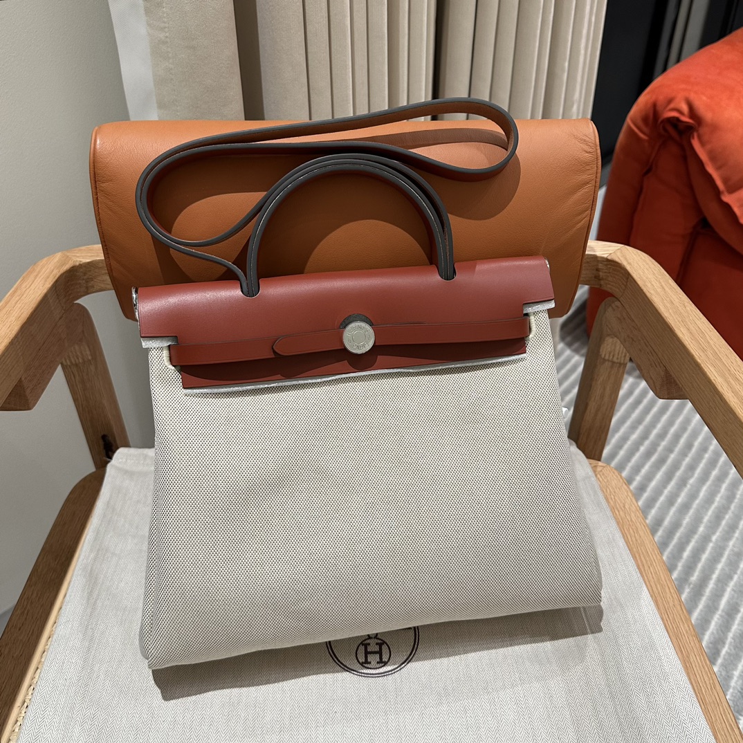 Hermes Herbag 31cm Beige Red