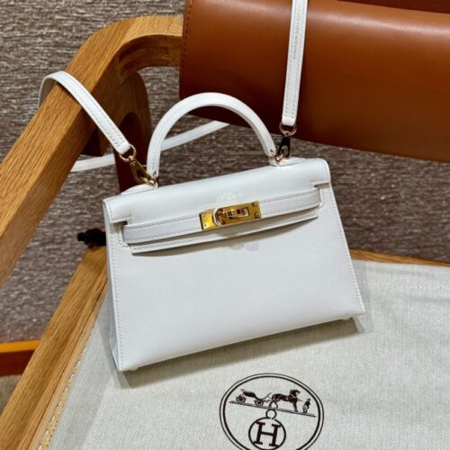 Hermes Kelly Brown Epsom Blanc
