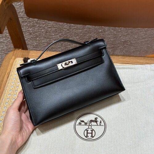 Hermes Kelly Pochette Swift Black
