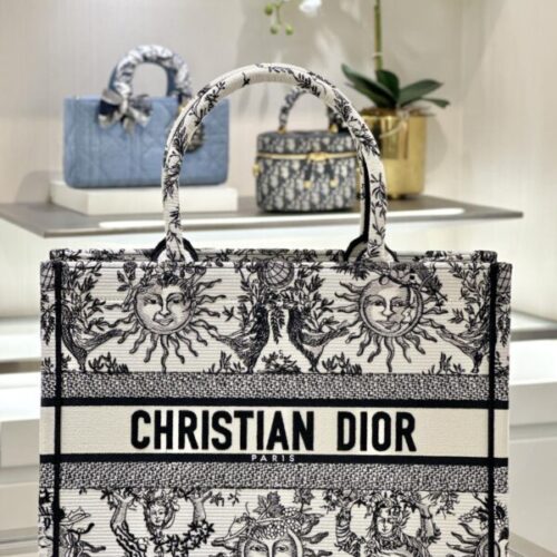 Dior Tote Book Black&White Sun