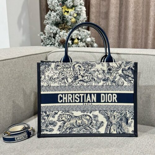 Dior Tote Book White Tiger Leather