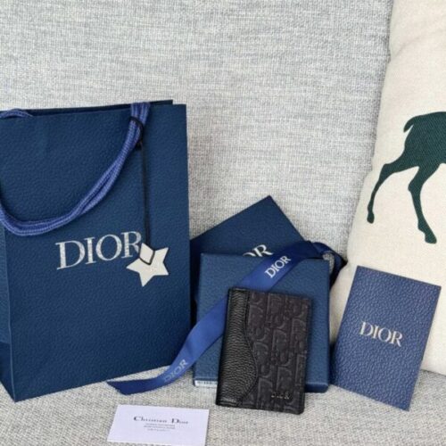 Dior Bi Fold Card Holder Oblique Black