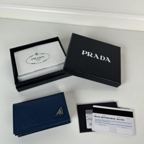Prada Saffiano Wallet Blue
